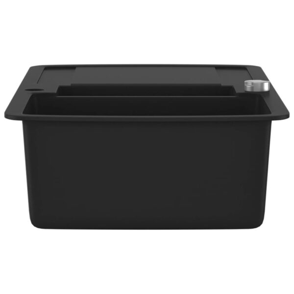 vidaXL Granite Kitchen Sink Double Basin Black - Image 5