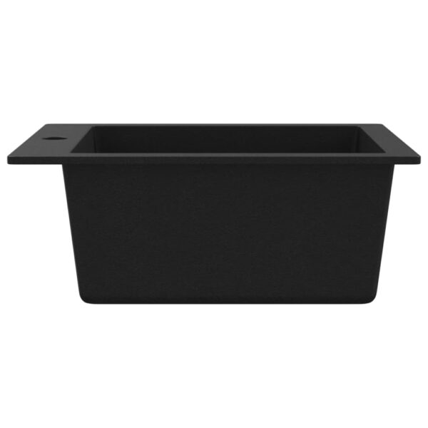vidaXL Overmount Kitchen Sink Single Basin Granite Black - Image 5