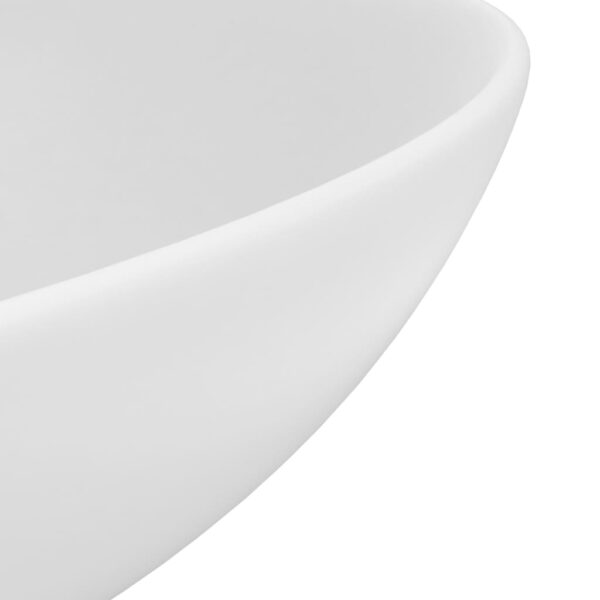 vidaXL Bathroom Sink Ceramic Matt White Round - Image 5