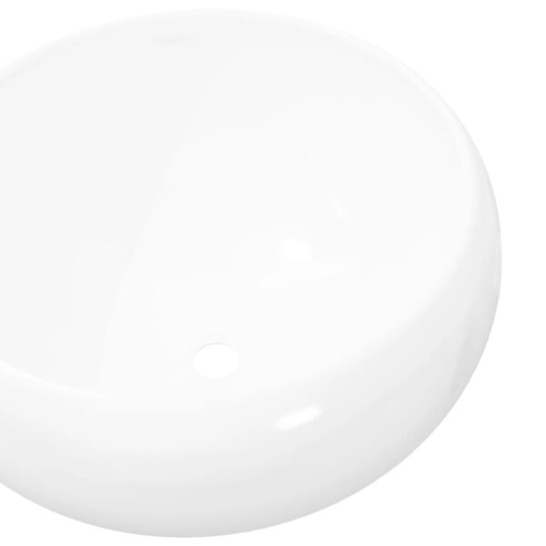 vidaXL Basin Round Ceramic White 40x15 cm - Image 4