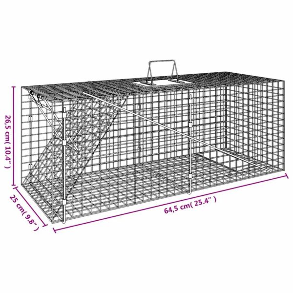 vidaXL Animal Trap 64.5x25x26.5 cm Galvanised Iron - Image 6