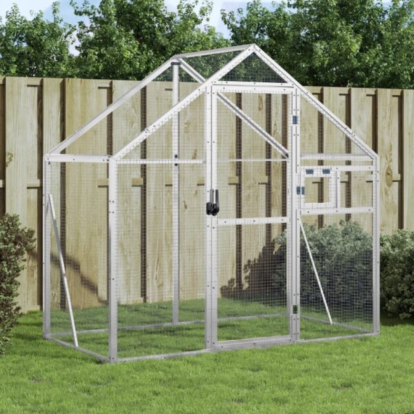vidaXL Aviary Silver 179x100x185 cm Aluminium - Image 1