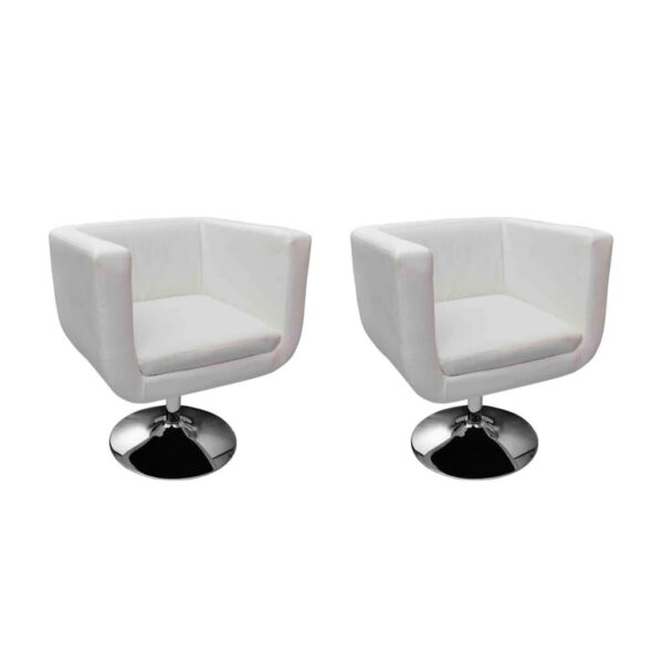 vidaXL Bar Chairs 2 pcs White Faux Leather - Image 1