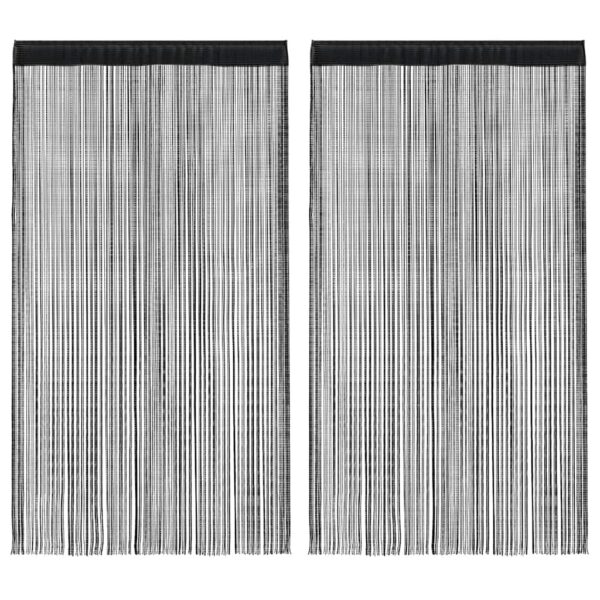 vidaXL String Curtains 2 pcs 140x250 cm Black - Image 1
