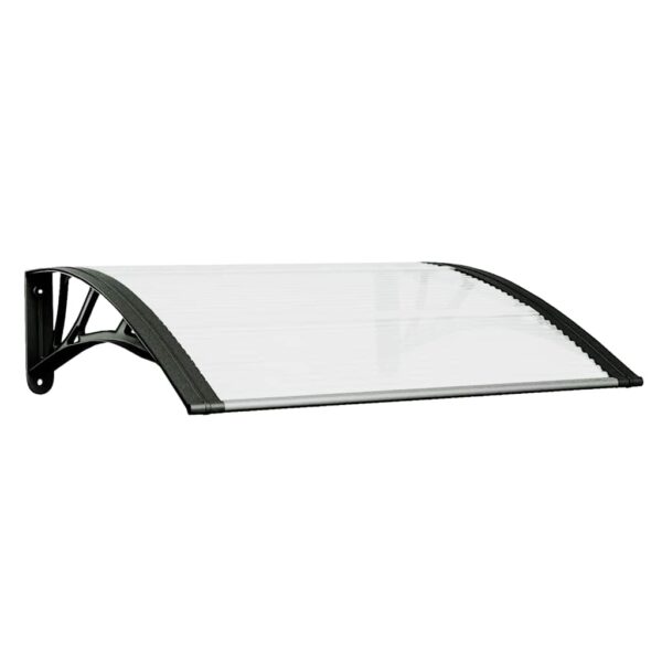 vidaXL Door Canopy Black and Transparent 80x75 cm Polycarbonate - Image 2