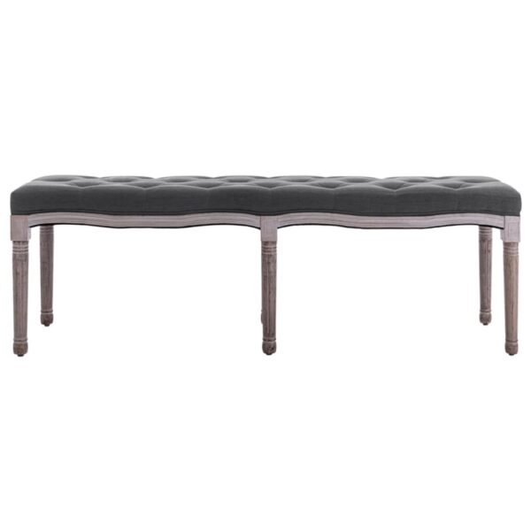 vidaXL Bench Linen Solid Wood 150x40x48 cm Dark Grey - Image 2