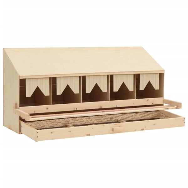 vidaXL Chicken Laying Nest 5 Compartments 117x33x54 cm Solid Pine Wood - Image 5