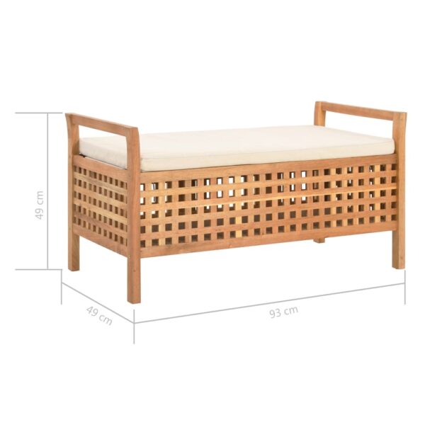 vidaXL Storage Bench 93x49x49 cm Solid Walnut Wood - Image 8