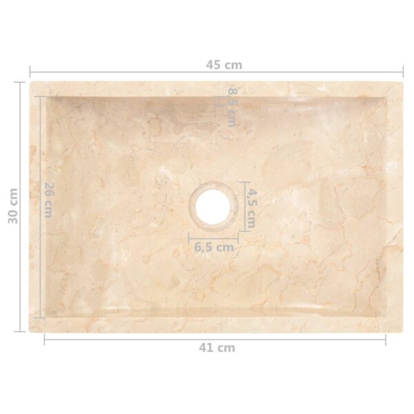 vidaXL Sink 45x30x12 cm Marble High Gloss Cream - Image 12