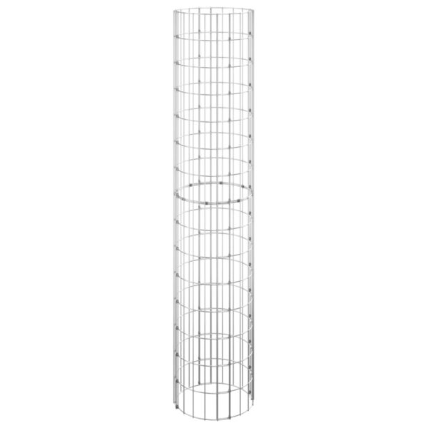 vidaXL Circular Gabion Pole Galvanised Steel Ø30x150 cm - Image 2