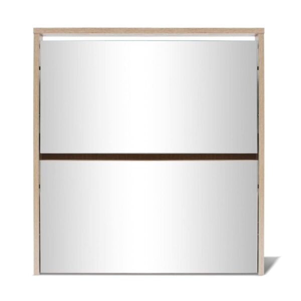 vidaXL Shoe Cabinet 2-Layer Mirror Oak 63x17x67 cm - Image 5