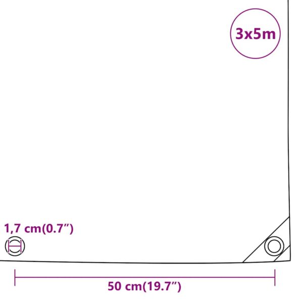 vidaXL Tarpaulin Anthracite 3x5 m 650 g/m² - Image 10