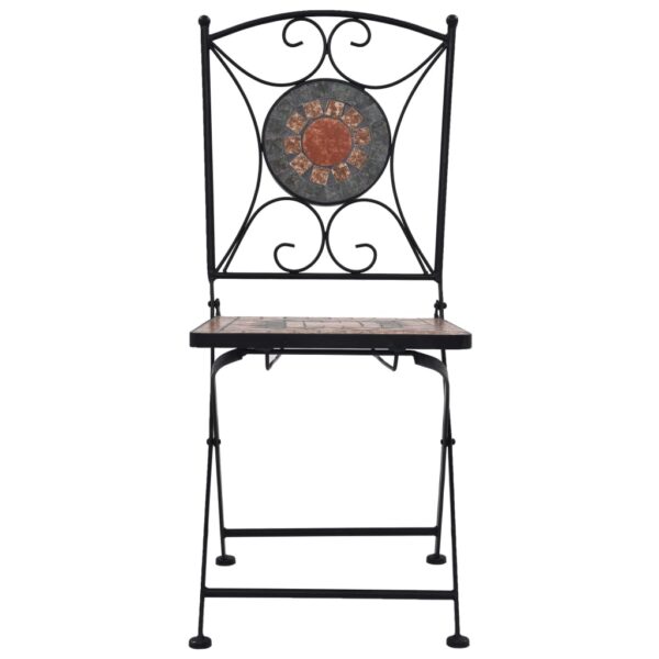 vidaXL 3 Piece Mosaic Bistro Set Ceramic Tile Orange/Grey - Image 5