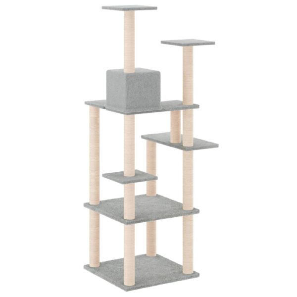 vidaXL Cat Tree with Sisal Scratching Posts Light Grey 153 cm - Image 5