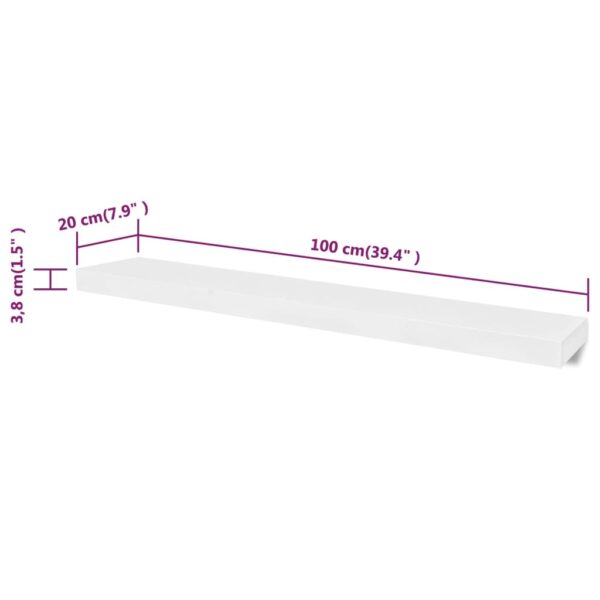 vidaXL Wall Shelves 4 pcs White 100 cm - Image 5