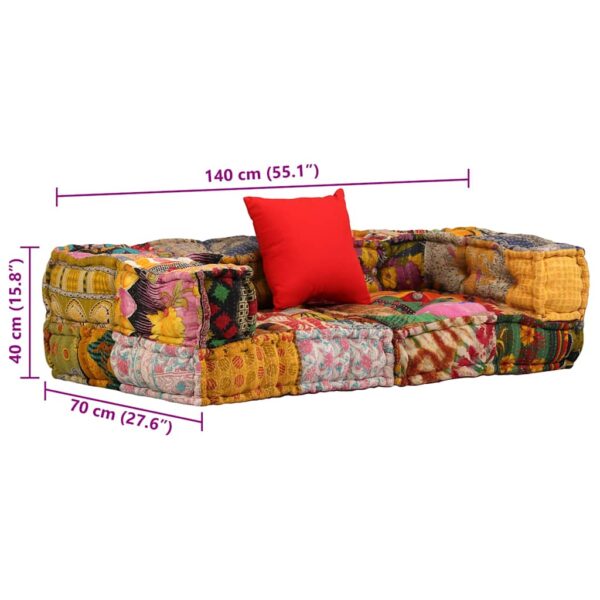 vidaXL 2-Seater Modular Pouffe Patchwork Fabric - Image 9