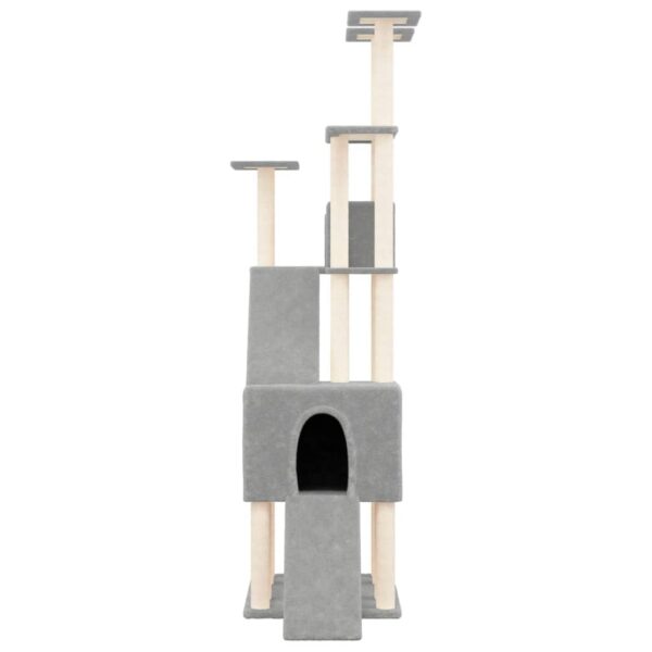 vidaXL Cat Tree with Sisal Scratching Posts Light Grey 190 cm - Image 3