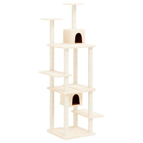 vidaXL Cat Tree with Sisal Scratching Posts Cream 176 cm - Image 2