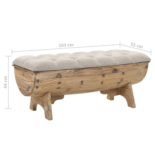 vidaXL Storage Bench 103x51x44 cm Solid Wood and Fabric - Image 8