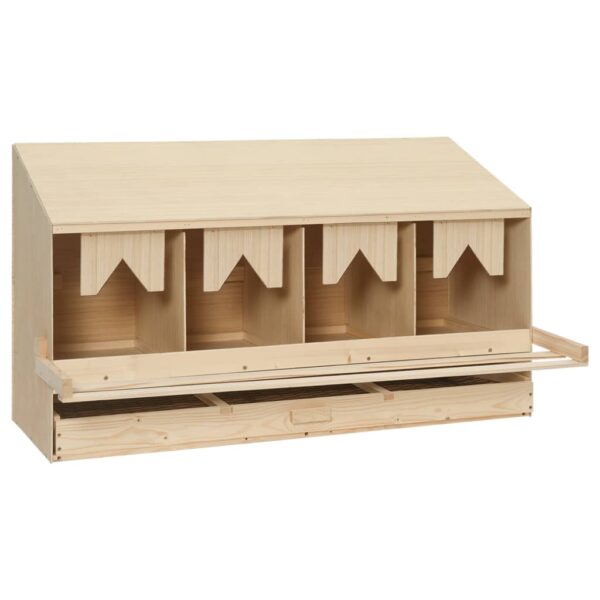 vidaXL Chicken Laying Nest 4 Compartments 106x40x59 cm Solid Pine Wood - Image 3