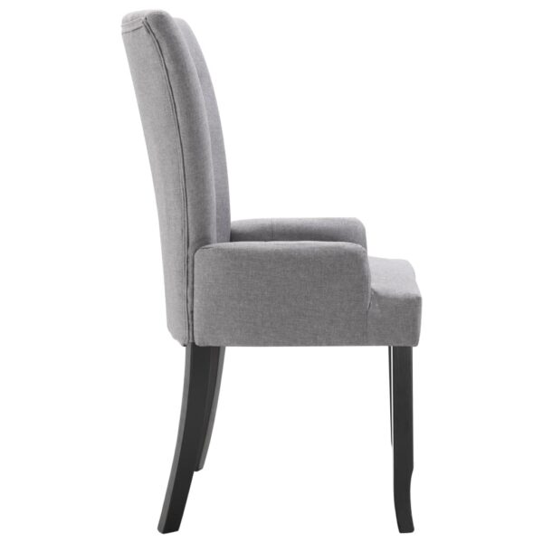 vidaXL Dining Chair with Armrests Light Grey Fabric - Image 3