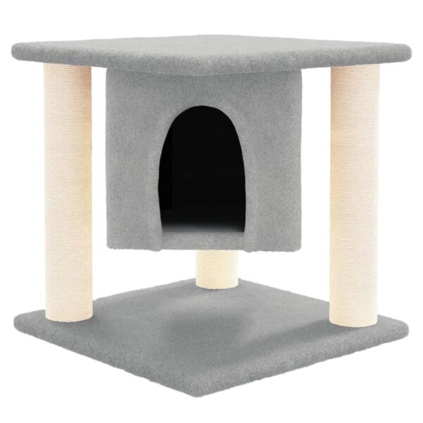 vidaXL Cat Tree with Sisal Scratching Posts Light Grey 37 cm - Image 3