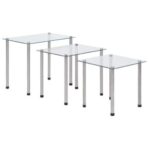 vidaXL Nesting Tables 3 pcs Transparent Tempered Glass