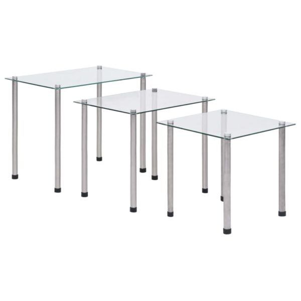 vidaXL Nesting Tables 3 pcs Transparent Tempered Glass - Image 1