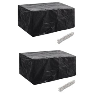 vidaXL Garden Furniture Covers 2 pcs 4 Person Poly Rattan Set 8 Eyelets 180x140 cm