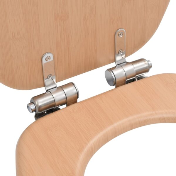 vidaXL WC Toilet Seats 2 pcs with Soft Close Lids MDF Bamboo Design - Image 7