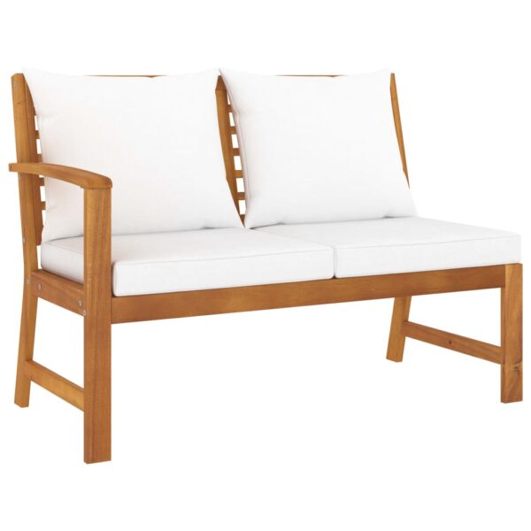 vidaXL 4 Piece Garden Lounge Set with Cushion Cream Solid Acacia Wood - Image 5