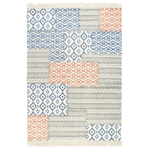 vidaXL Handwoven Kilim Rug Cotton 120x180 cm Printed Multicolour
