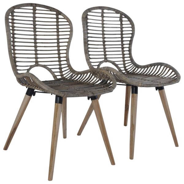 vidaXL Dining Chairs 2 pcs Brown Natural Rattan - Image 1
