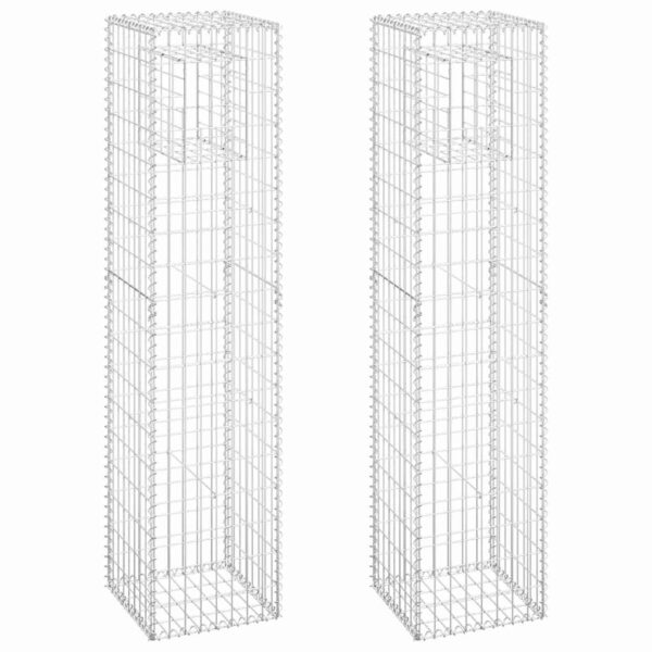vidaXL Gabion Basket Posts 2 pcs 40x40x180 cm Iron - Image 2