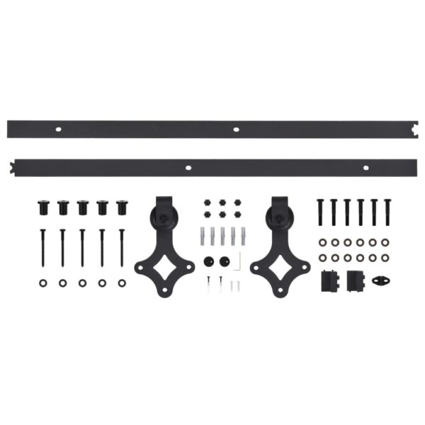 vidaXL Sliding Door SKIEN Hardware Kit 200 cm Steel Black - Image 5