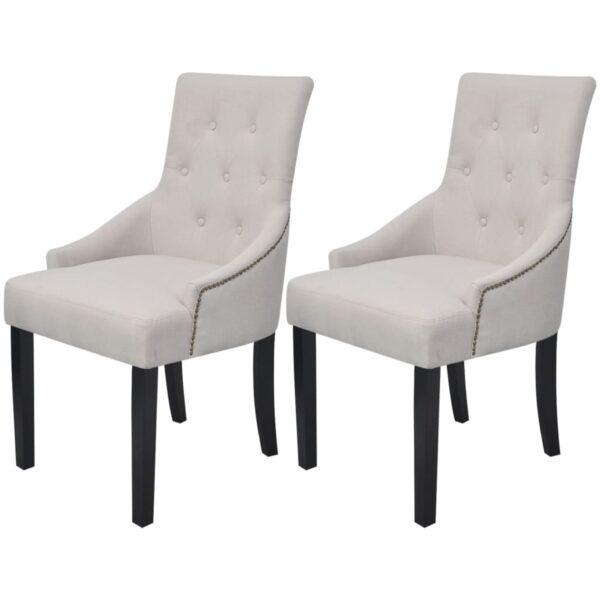vidaXL Dining Chairs 2 pcs Cream Grey Fabric - Image 1
