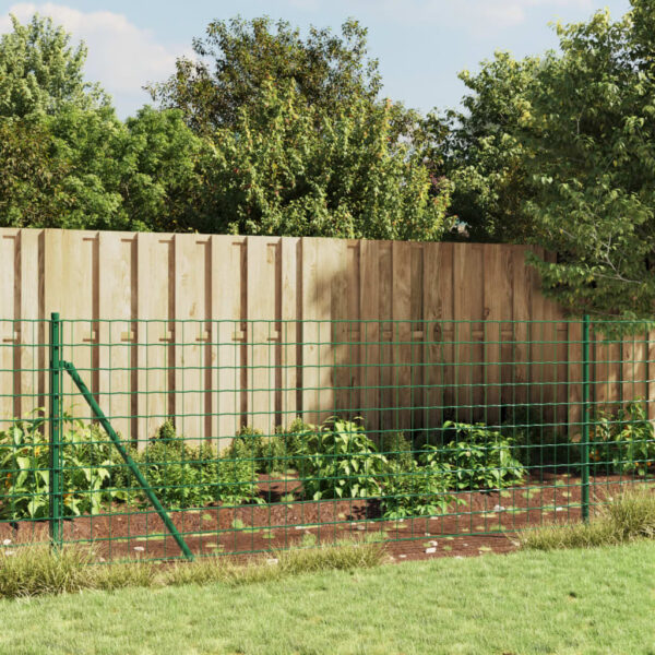 vidaXL Wire Mesh Fence with Spike Anchors Green 1x25 m - Image 1