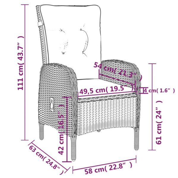 vidaXL 7 Piece Garden Dining Set Poly Rattan Grey - Image 7