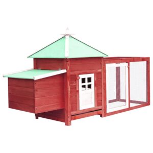 vidaXL Chicken Coop with Nest Box Red 190x72x102 cm Solid Firwood