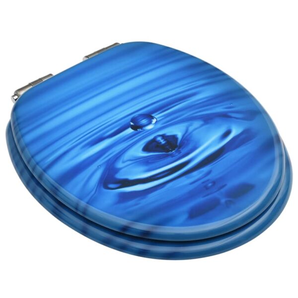 vidaXL WC Toilet Seat with Soft Close Lid MDF Blue Water Drop Design - Image 3