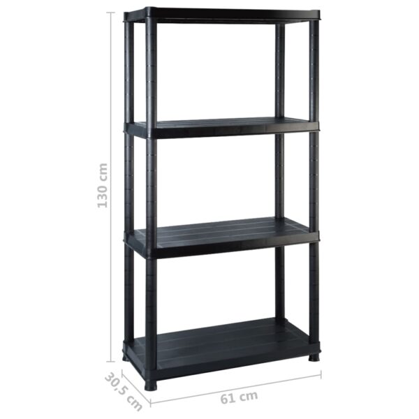 vidaXL Storage Shelf 4-Tier Black 122x30.5x130 cm Plastic - Image 8