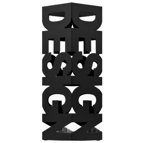 vidaXL Umbrella Stand Design Steel Black - Image 2
