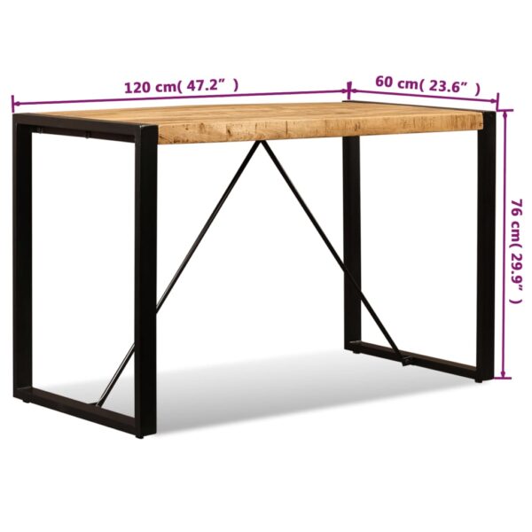vidaXL Dining Table Solid Rough Mango Wood 120 cm - Image 13