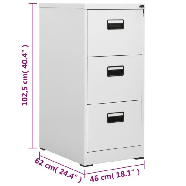 vidaXL Filing Cabinet Light Grey 46x62x102.5 cm Steel - Image 12