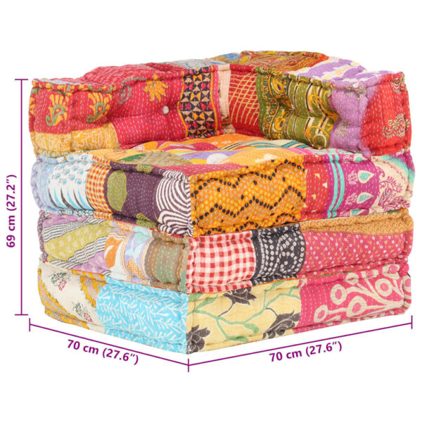 vidaXL Modular Pouffe Patchwork Fabric - Image 10