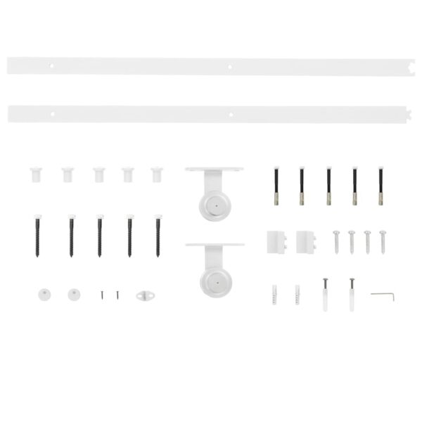 vidaXL Sliding Door Hardware Kit 183 cm Steel White - Image 4