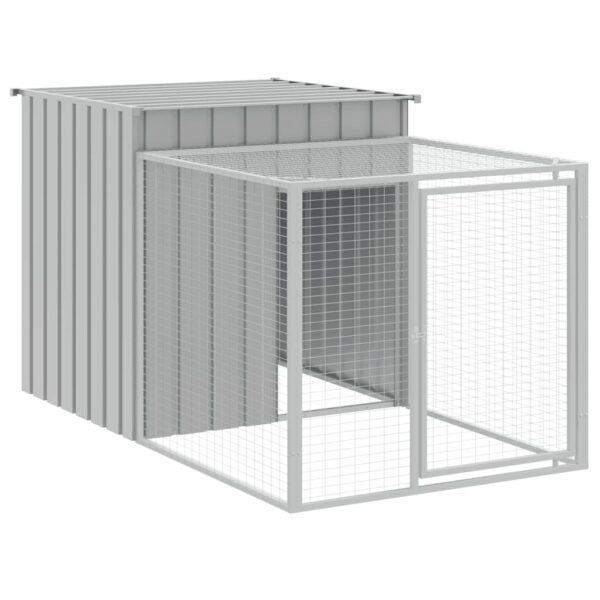 vidaXL Chicken Cage with Run Light Grey 110x201x110 cm Galvanised Steel - Image 2