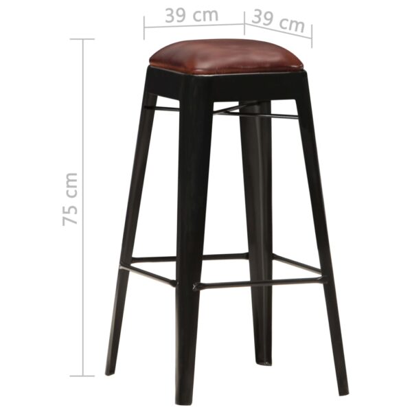 vidaXL Bar Stools 4 pcs Black Real Leather - Image 7