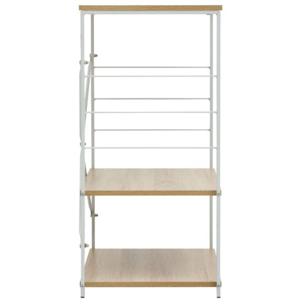 vidaXL Microwave Cabinet White and Oak 60x39.6x79.5 cm Engineered Wood - Image 4