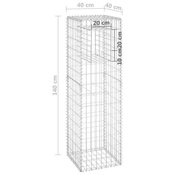 vidaXL Gabion Basket Posts 2 pcs 40x40x140 cm Iron - Image 7